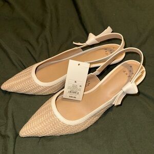 Beige Slingback Flats